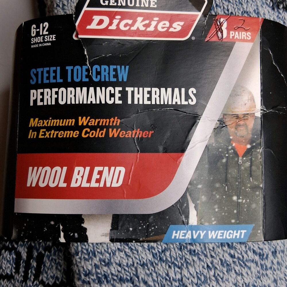 2 Pair Dickies Steel Toe Crew Wool Blend Heavy Weight Thermal Socks Size 6-12 - Picture 5 of 8